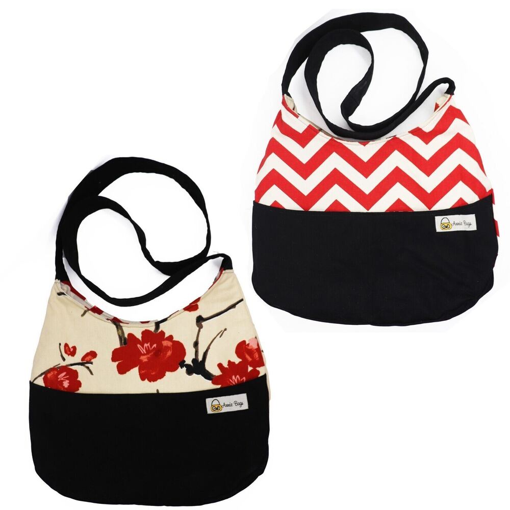Annie Bag Reversible Hobo Handbag Women Multicolor Cotton Purse Shoulder Bag